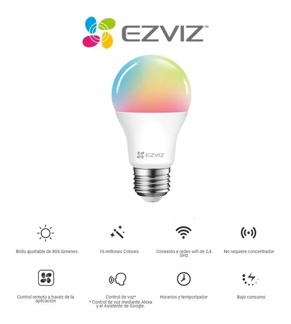 BOMBILLO INTELIGENTE LB1-COLOR EZVIZ WIFI 8W CS-HAL-LB1-LCAW 1