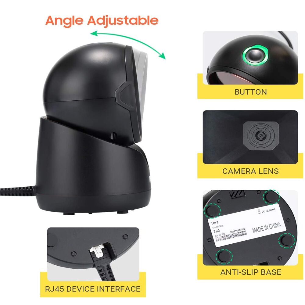 1LECTOR DE CODIGO DE BARRA OMNIDIRECCIONAL 1D 2D DE BASE OBZ AJUSTABLE 360